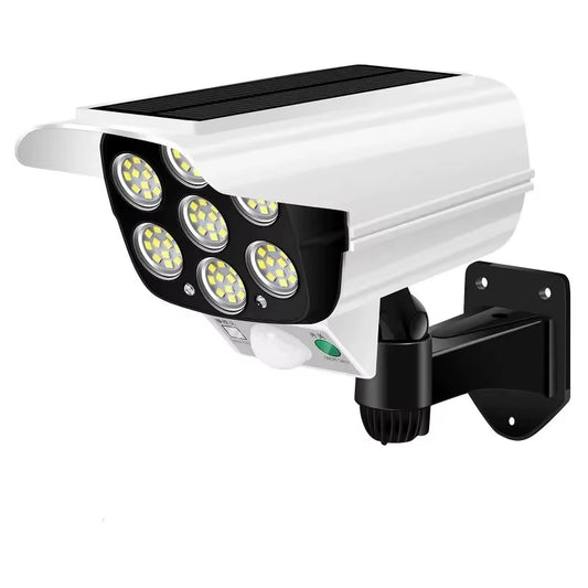77 LED Outdoor Motion Sensor Solar Lights Floodlight Waterproof Wireless Dummy Decoy Fake Security Camera for Porch Garden Patio